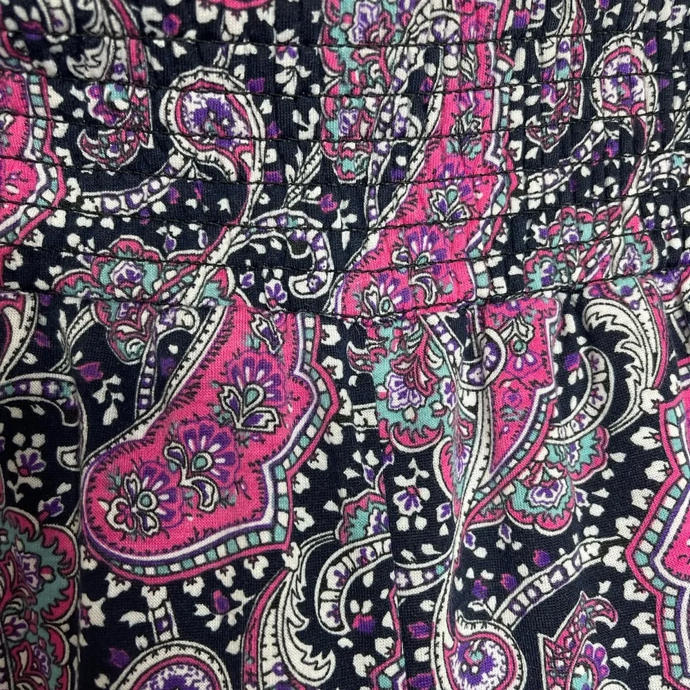 Paisley Wide Leg Pants Boho Chic Flowy Lounge Resort Wear Pull On Palazzo XLg - Picture 8 of 12
